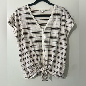 Lucky Brand Striped Tie-Front Button-Down Shirt